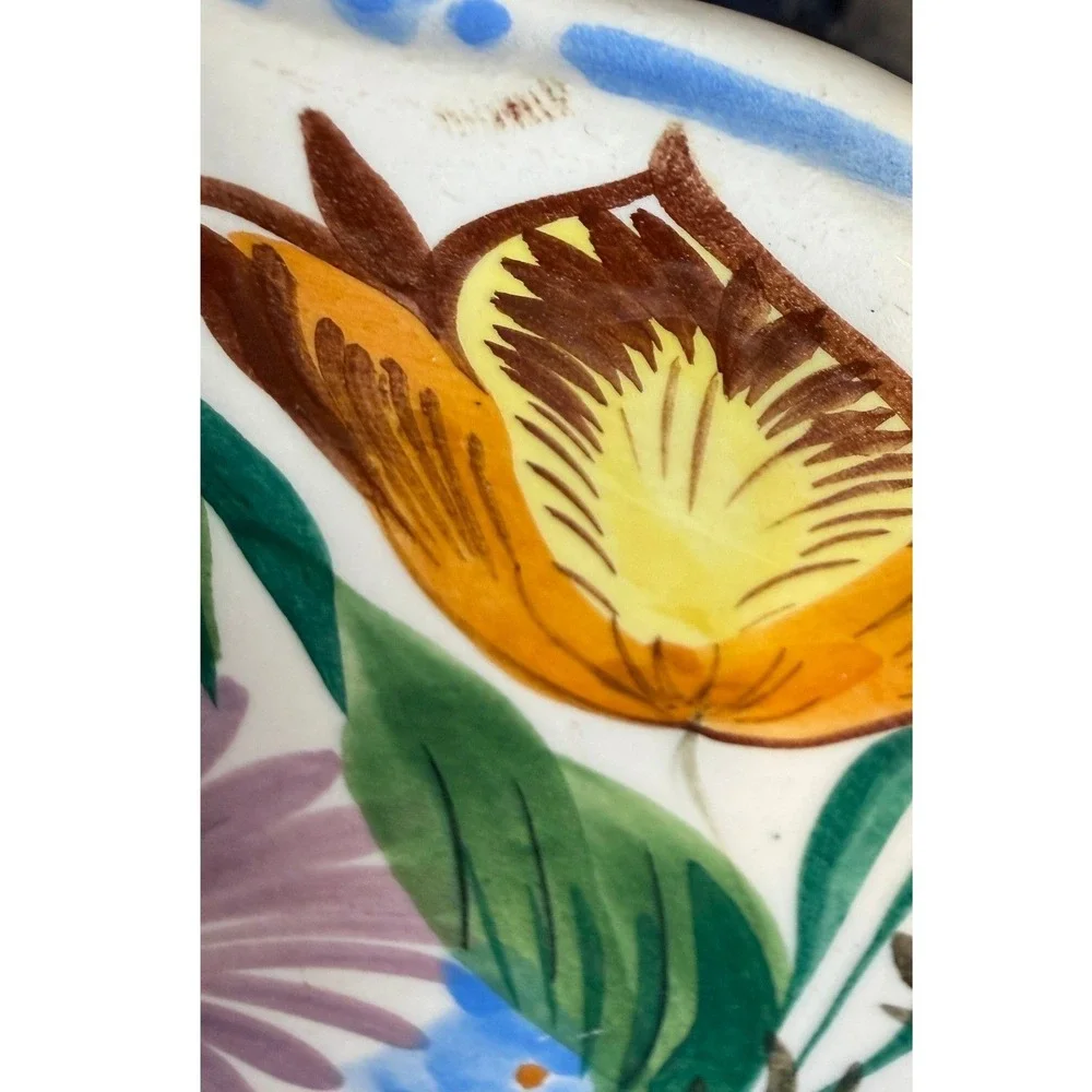 6 Vintage Italian Pottery Dessert Plates 6in Floral Hand Painted Cottagecore